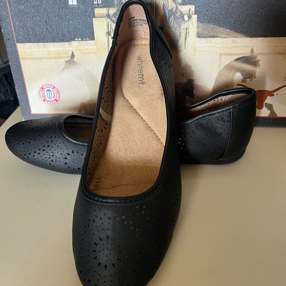 WHIT Perforated Black Women's Flats